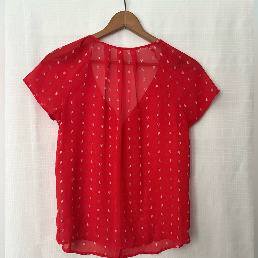 Old Navy Vibrant Red Sheer Blouse - Picture 2 of 5
